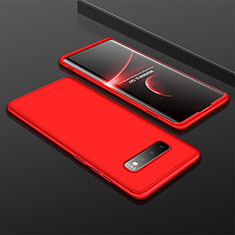 Coque Plastique Mat Protection Integrale 360 Degres Avant et Arriere Etui Housse M01 pour Samsung Galaxy S10 Plus Rouge