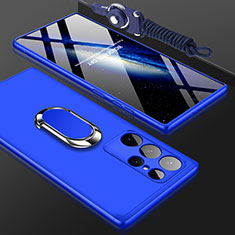 Coque Plastique Mat Protection Integrale 360 Degres Avant et Arriere Etui Housse M01 pour Samsung Galaxy S23 Ultra 5G Bleu