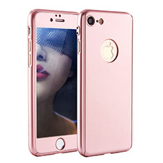 Coque Plastique Mat Protection Integrale 360 Degres Avant et Arriere Etui Housse P01 pour Apple iPhone 7 Or Rose