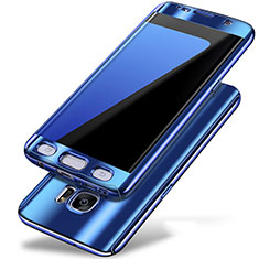 Coque Plastique Mat Protection Integrale 360 Degres Avant et Arriere Etui Housse P01 pour Samsung Galaxy S7 Edge G935F Bleu