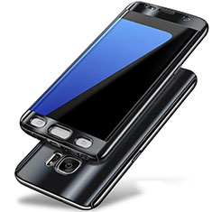 Coque Plastique Mat Protection Integrale 360 Degres Avant et Arriere Etui Housse P01 pour Samsung Galaxy S7 Edge G935F Noir