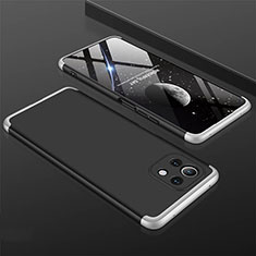 Coque Plastique Mat Protection Integrale 360 Degres Avant et Arriere Etui Housse P01 pour Xiaomi Mi 11 Lite 5G Argent et Noir