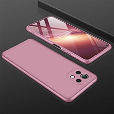 Coque Plastique Mat Protection Integrale 360 Degres Avant et Arriere Etui Housse P01 pour Xiaomi Mi 11 Lite 5G NE Or Rose