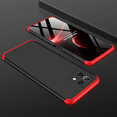 Coque Plastique Mat Protection Integrale 360 Degres Avant et Arriere Etui Housse P01 pour Xiaomi Mi 11 Lite 5G Rouge et Noir