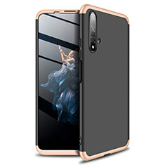 Coque Plastique Mat Protection Integrale 360 Degres Avant et Arriere Etui Housse P02 pour Huawei Honor 20 Or et Noir