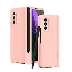 Coque Plastique Mat Protection Integrale 360 Degres Avant et Arriere Etui Housse P02 pour Samsung Galaxy Z Fold2 5G Or Rose