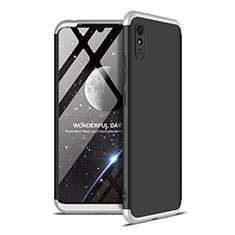 Coque Plastique Mat Protection Integrale 360 Degres Avant et Arriere Etui Housse P02 pour Xiaomi Redmi 9A Argent et Noir