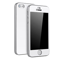 Coque Plastique Mat Protection Integrale 360 Degres Avant et Arriere Etui Housse pour Apple iPhone 5 Argent