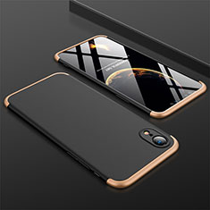 Coque Plastique Mat Protection Integrale 360 Degres Avant et Arriere Etui Housse pour Apple iPhone XR Or et Noir