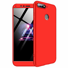 Coque Plastique Mat Protection Integrale 360 Degres Avant et Arriere Etui Housse pour Huawei Enjoy 8e Rouge