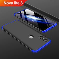 Coque Plastique Mat Protection Integrale 360 Degres Avant et Arriere Etui Housse pour Huawei Nova Lite 3 Bleu et Noir