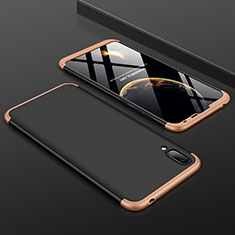 Coque Plastique Mat Protection Integrale 360 Degres Avant et Arriere Etui Housse pour Huawei Y7 Prime (2019) Or et Noir