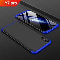 Coque Plastique Mat Protection Integrale 360 Degres Avant et Arriere Etui Housse pour Huawei Y7 Pro (2019) Bleu et Noir