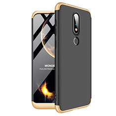 Coque Plastique Mat Protection Integrale 360 Degres Avant et Arriere Etui Housse pour Nokia X6 Or et Noir