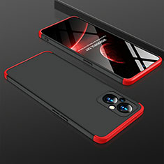 Coque Plastique Mat Protection Integrale 360 Degres Avant et Arriere Etui Housse pour Oppo A96 5G Rouge et Noir