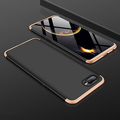 Coque Plastique Mat Protection Integrale 360 Degres Avant et Arriere Etui Housse pour Oppo R17 Neo Or et Noir