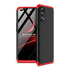 Coque Plastique Mat Protection Integrale 360 Degres Avant et Arriere Etui Housse pour Oppo Reno4 4G Rouge et Noir