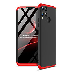 Coque Plastique Mat Protection Integrale 360 Degres Avant et Arriere Etui Housse pour Realme C15 Rouge et Noir