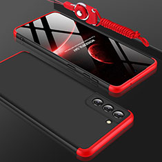 Coque Plastique Mat Protection Integrale 360 Degres Avant et Arriere Etui Housse pour Samsung Galaxy S22 5G Rouge et Noir