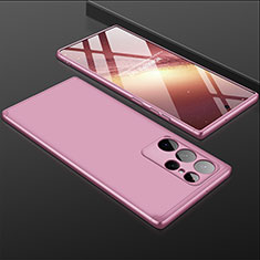 Coque Plastique Mat Protection Integrale 360 Degres Avant et Arriere Etui Housse pour Samsung Galaxy S23 Ultra 5G Or Rose