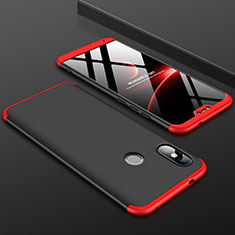 Coque Plastique Mat Protection Integrale 360 Degres Avant et Arriere Etui Housse pour Xiaomi Redmi 6 Pro Rouge et Noir