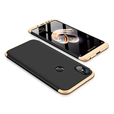 Coque Plastique Mat Protection Integrale 360 Degres Avant et Arriere Etui Housse pour Xiaomi Redmi Note 5 AI Dual Camera Or et Noir