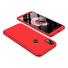 Coque Plastique Mat Protection Integrale 360 Degres Avant et Arriere Etui Housse pour Xiaomi Redmi Note 5 AI Dual Camera Rouge