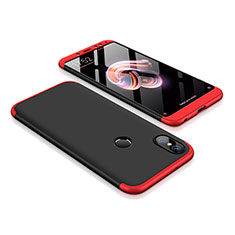 Coque Plastique Mat Protection Integrale 360 Degres Avant et Arriere Etui Housse pour Xiaomi Redmi Note 5 AI Dual Camera Rouge et Noir