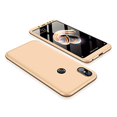 Coque Plastique Mat Protection Integrale 360 Degres Avant et Arriere Etui Housse pour Xiaomi Redmi Note 5 Pro Or