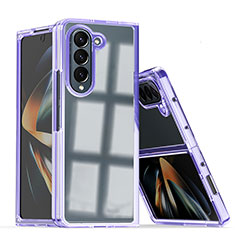 Coque Plastique Mat Protection Integrale 360 Degres Avant et Arriere Etui Housse QW1 pour Samsung Galaxy Z Fold5 5G Violet