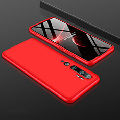 Coque Plastique Mat Protection Integrale 360 Degres Avant et Arriere Etui Housse R01 pour Xiaomi Mi Note 10 Pro Rouge