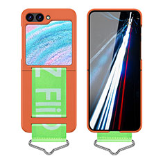 Coque Plastique Mat Protection Integrale 360 Degres Avant et Arriere Etui Housse Z02L pour Samsung Galaxy Z Flip5 5G Orange