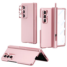 Coque Plastique Mat Protection Integrale 360 Degres Avant et Arriere Etui Housse Z02L pour Samsung Galaxy Z Fold5 5G Or Rose