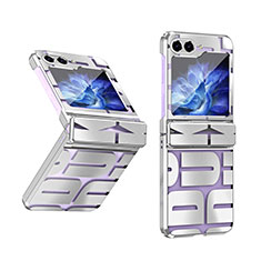 Coque Plastique Mat Protection Integrale 360 Degres Avant et Arriere Etui Housse ZL2 pour Samsung Galaxy Z Flip5 5G Argent