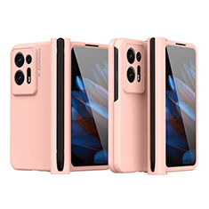 Coque Plastique Mat Protection Integrale 360 Degres Avant et Arriere Etui Housse ZL4 pour Oppo Find N2 5G Or Rose