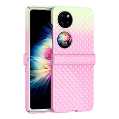 Coque Plastique Mat Protection Integrale 360 Degres Avant et Arriere Etui Housse ZL5 pour Huawei P50 Pocket Rose