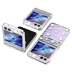 Coque Plastique Mat Protection Integrale 360 Degres Avant et Arriere Etui Housse ZL6 pour Samsung Galaxy Z Flip5 5G Argent