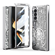 Coque Plastique Mat Protection Integrale 360 Degres Avant et Arriere Etui Housse ZL8 pour Samsung Galaxy Z Fold5 5G Argent