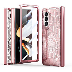 Coque Plastique Mat Protection Integrale 360 Degres Avant et Arriere Etui Housse ZL8 pour Samsung Galaxy Z Fold5 5G Or Rose