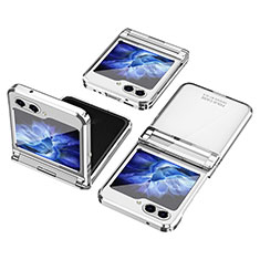 Coque Plastique Mat Protection Integrale 360 Degres Avant et Arriere Etui Housse ZL9 pour Samsung Galaxy Z Flip5 5G Argent