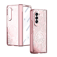 Coque Plastique Mat Protection Integrale 360 Degres Avant et Arriere Etui Housse ZL9 pour Samsung Galaxy Z Fold5 5G Or Rose