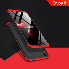Coque Plastique Mat Protection Integrale 360 Degres Avant et Arriere Q01 pour Huawei Enjoy 9 Rouge et Noir