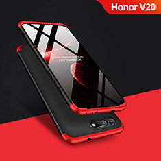 Coque Plastique Mat Protection Integrale 360 Degres Avant et Arriere Q01 pour Huawei Honor V20 Rouge et Noir
