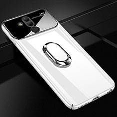 Coque Plastique Protection Integrale 360 Degres Miroir Etui Housse avec Support Bague Anneau Aimante Magnetique pour Huawei Mate 20 Lite Blanc