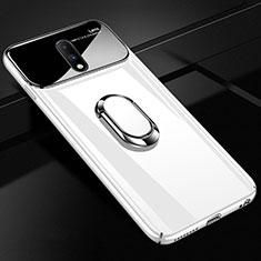 Coque Plastique Protection Integrale 360 Degres Miroir Etui Housse avec Support Bague Anneau Aimante Magnetique pour OnePlus 7 Blanc