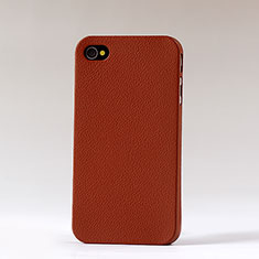 Coque Plastique Rigide Cuir pour Apple iPhone 4 Marron