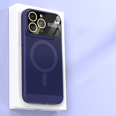 Coque Plastique Rigide Etui Housse Mailles Filet avec Mag-Safe Magnetic Magnetique JS1 pour Apple iPhone 13 Pro Max Bleu