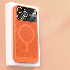 Coque Plastique Rigide Etui Housse Mailles Filet avec Mag-Safe Magnetic Magnetique JS1 pour Apple iPhone 14 Pro Orange