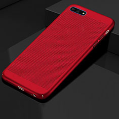 Coque Plastique Rigide Etui Housse Mailles Filet pour Huawei Honor 7A Rouge