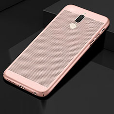 Coque Plastique Rigide Etui Housse Mailles Filet pour Huawei Mate 10 Lite Or Rose